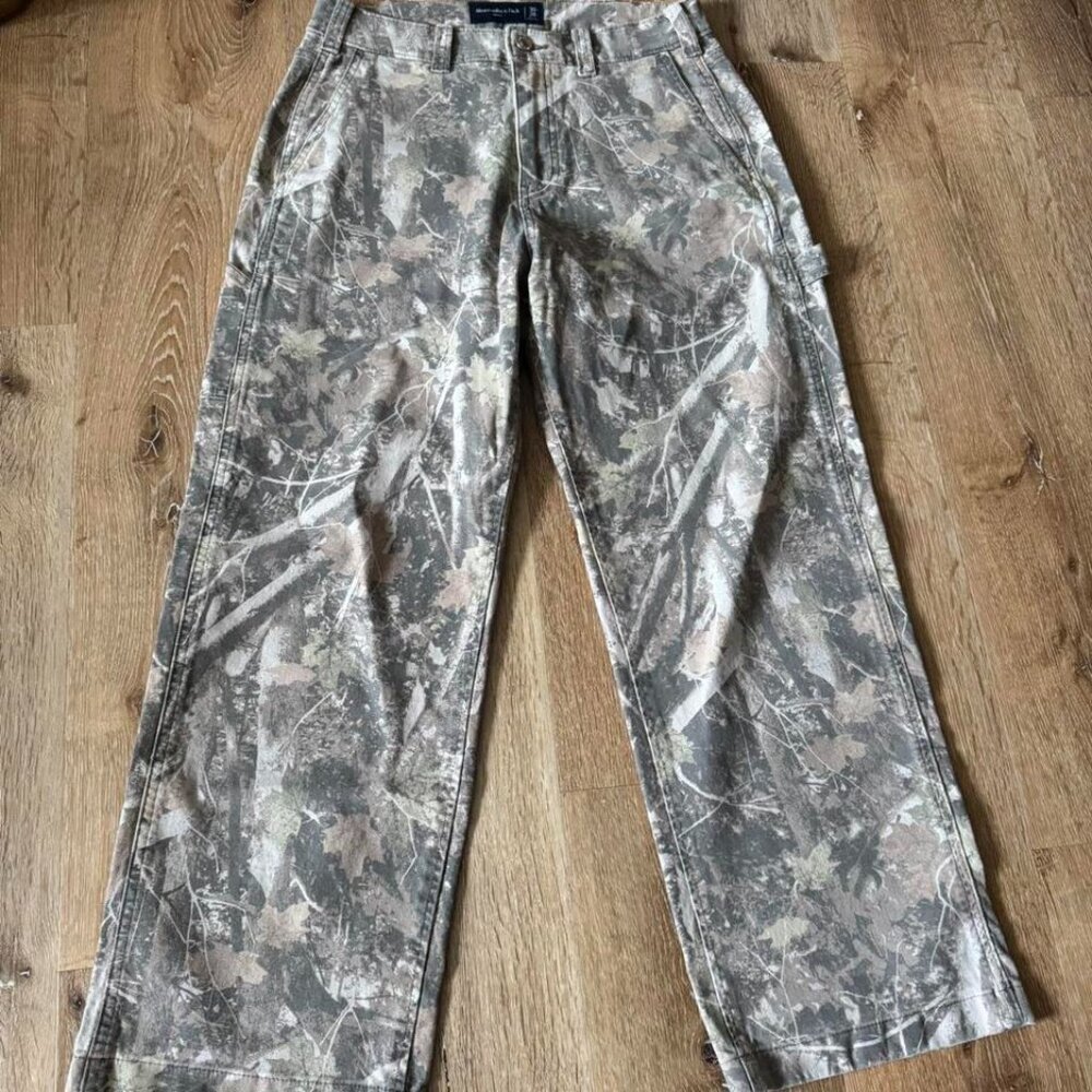 Abercrombie & Fitch Mens Baggy Workwear Carpenter Pants Camo Size 30x28